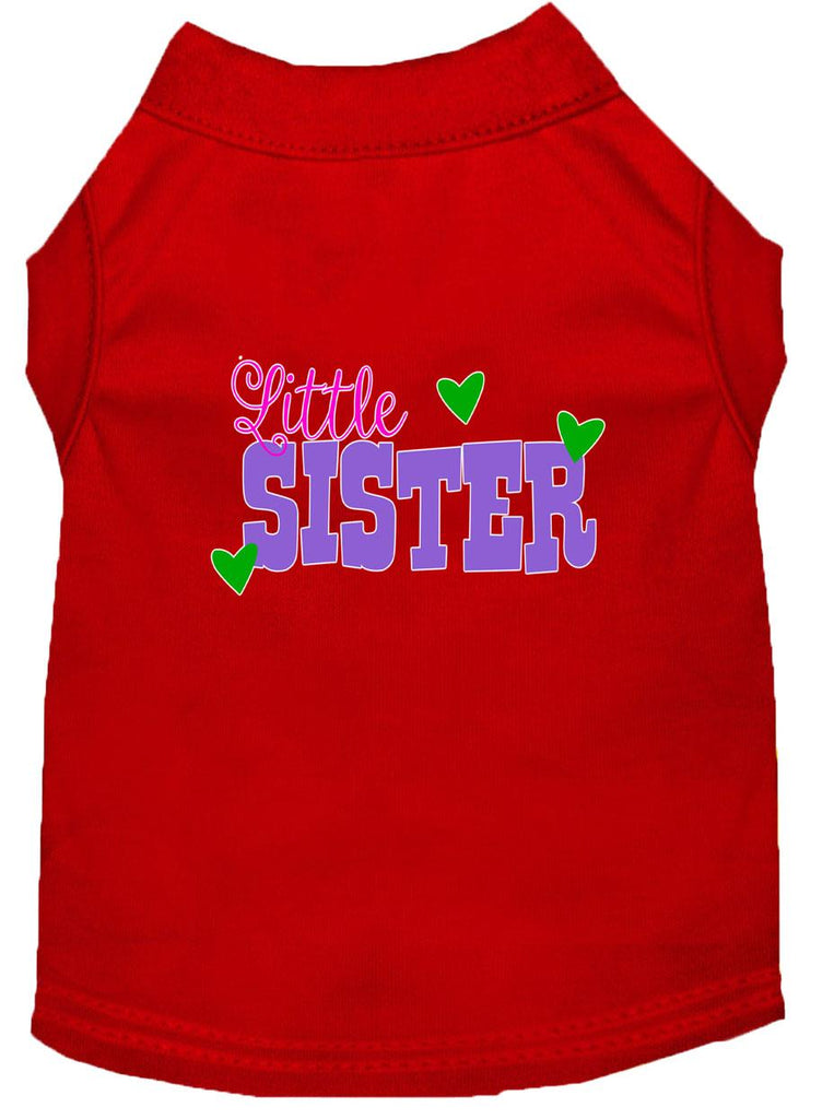 Little Sister Screen Print Dog Shirt Red Sm