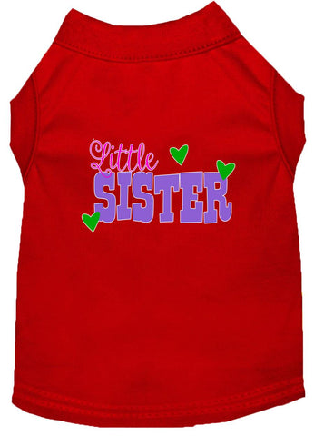 Little Sister Screen Print Dog Shirt Red Xl