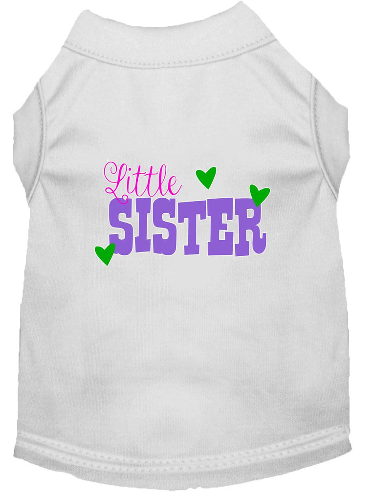 Little Sister Screen Print Dog Shirt White Lg