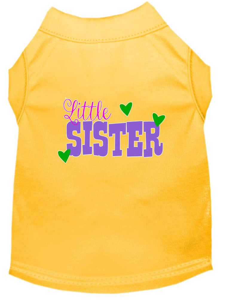 Little Sister Screen Print Dog Shirt Yellow Sm