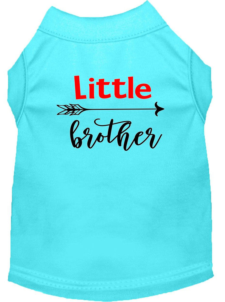 Little Brother Screen Print Dog Shirt Aqua Lg