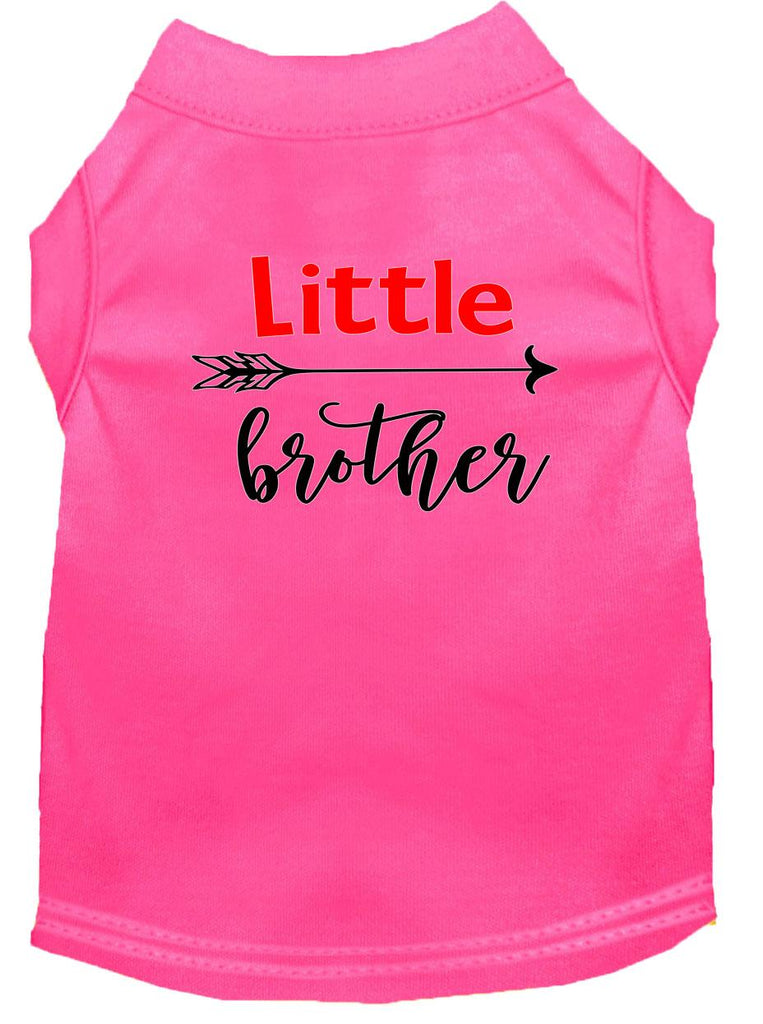 Little Brother Screen Print Dog Shirt Bright Pink Med