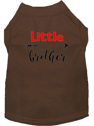 Little Brother Screen Print Dog Shirt Brown Lg