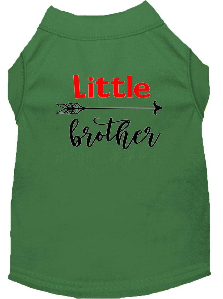 Little Brother Screen Print Dog Shirt Green Lg