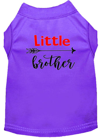 Little Brother Screen Print Dog Shirt Purple Med