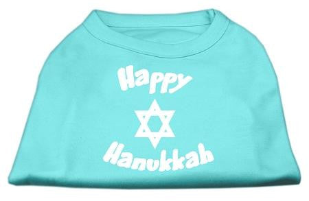 Happy Hanukkah Screen Print Shirt Aqua Lg (14)