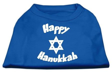 Happy Hanukkah Screen Print Shirt Blue Lg (14)