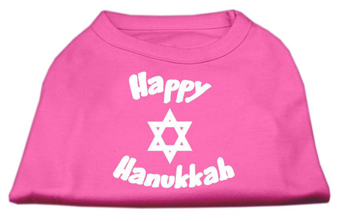 Happy Hanukkah Screen Print Shirt Bright Pink Lg (14)