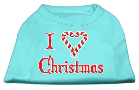 I Heart Christmas Screen Print Shirt  Aqua XS (8)