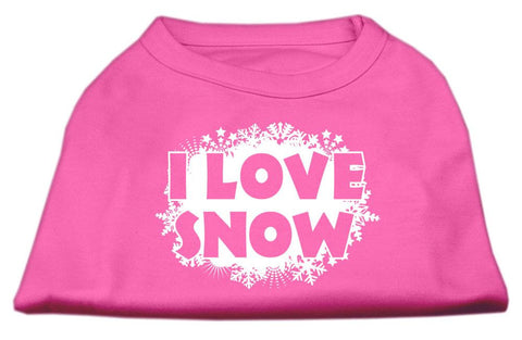 I Love Snow Screenprint Shirts Bright Pink L (14)