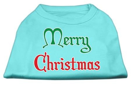 Merry Christmas Screen Print Shirt Aqua Lg (14)