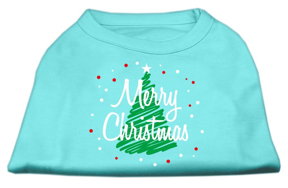 Scribbled Merry Christmas Screenprint Shirts  Aqua XXL (18)