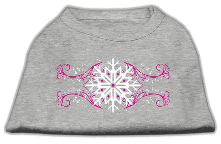 Pink Snowflake Swirls Screenprint Shirts Grey S (10)