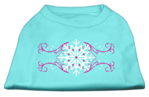 Pink Snowflake Swirls Screenprint Shirts Aqua XS (8)