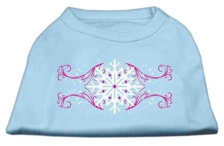 Pink Snowflake Swirls Screenprint Shirts Baby Blue XS (8)