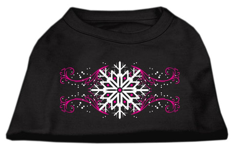 Pink Snowflake Swirls Screenprint Shirts Black XS (8)