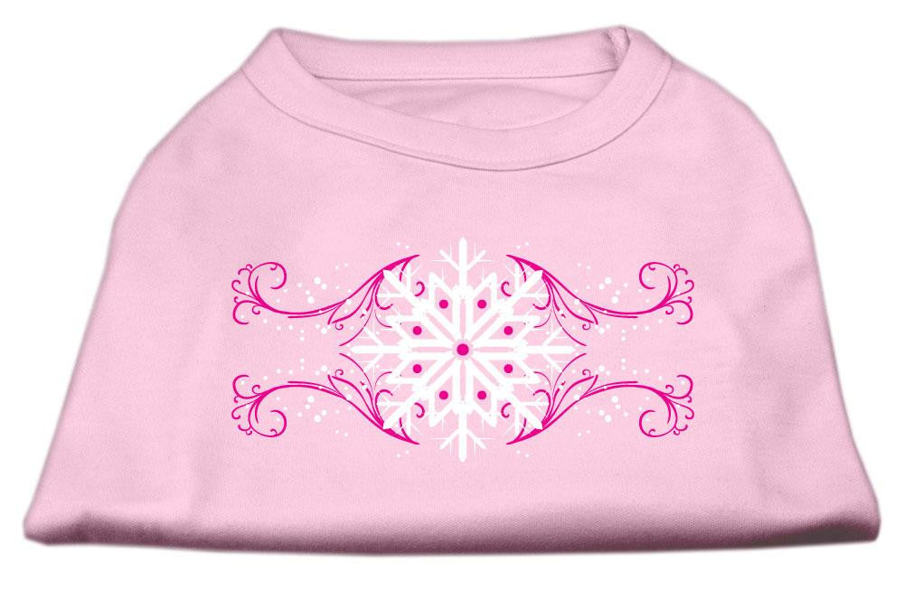 Pink Snowflake Swirls Screenprint Shirts Light Pink XS (8)