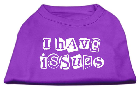 I Have Issues Screen Printed Dog Shirt  Purple XL (16)