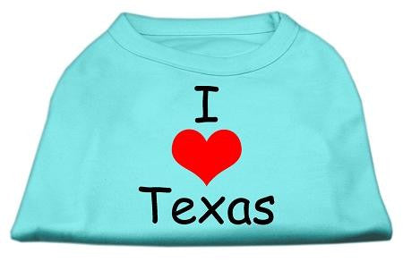 I Love Texas Screen Print Shirts Aqua Lg (14)