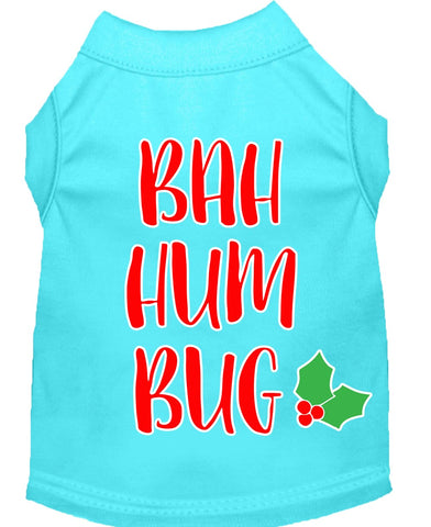 Bah Humbug Screen Print Dog Shirt Aqua Sm