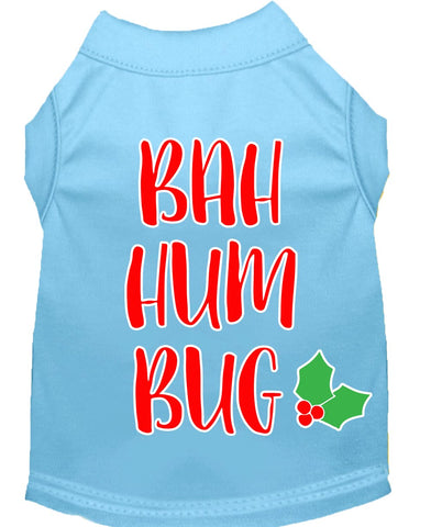 Bah Humbug Screen Print Dog Shirt Baby Blue Xs