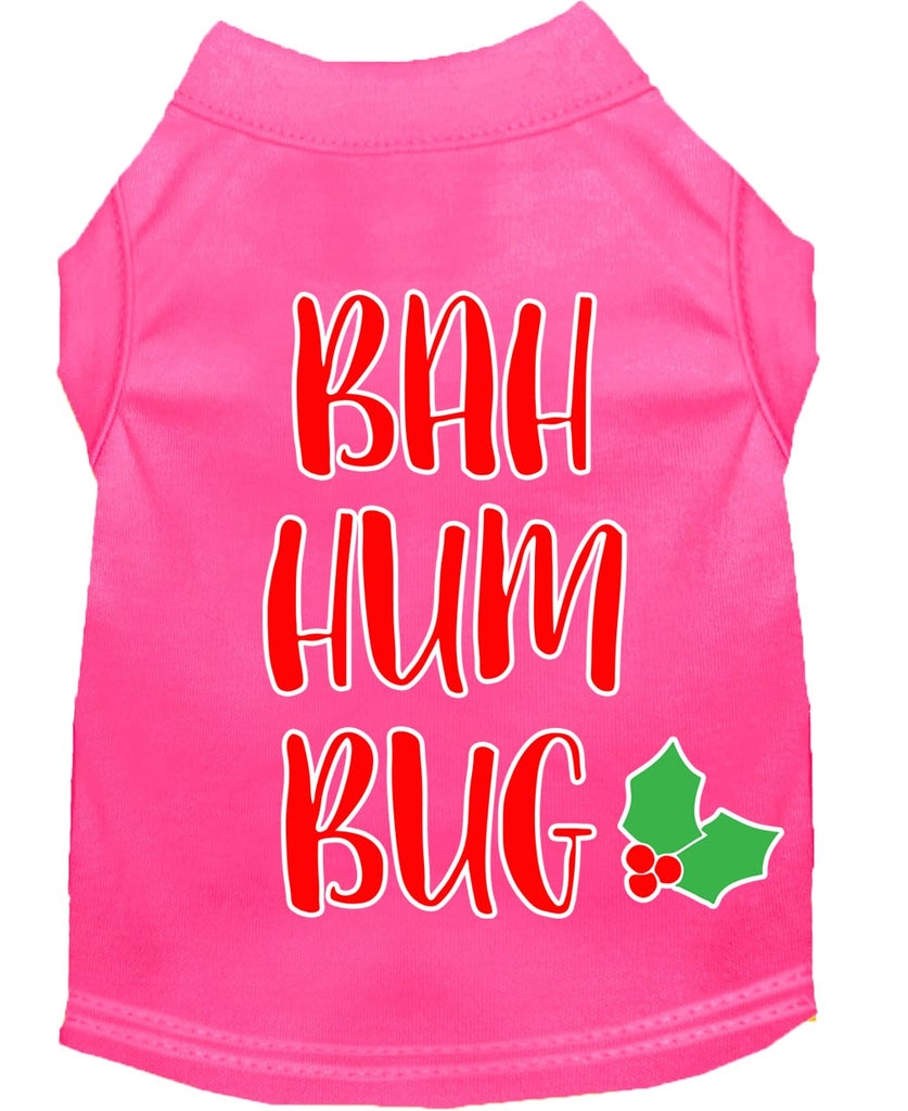 Bah Humbug Screen Print Dog Shirt Bright Pink Sm