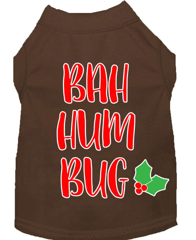 Bah Humbug Screen Print Dog Shirt Brown Med