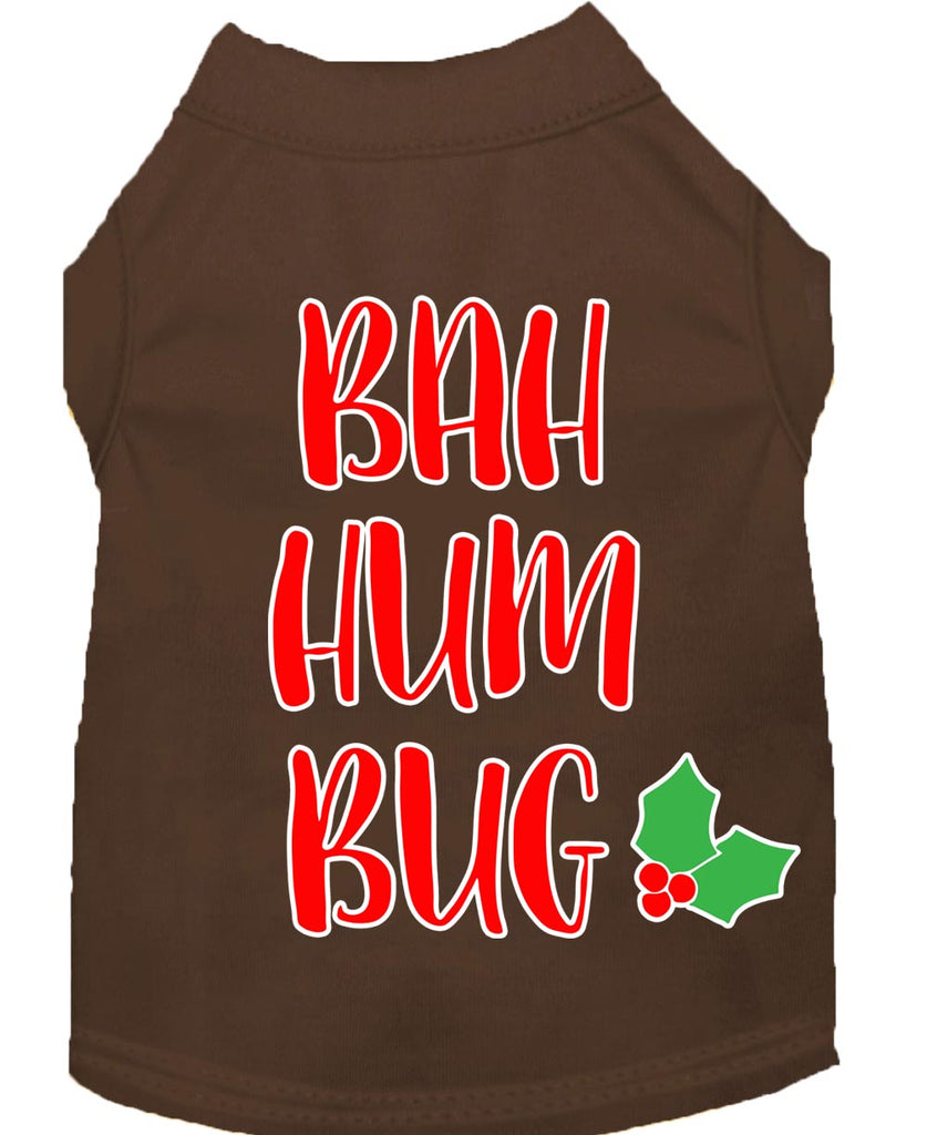 Bah Humbug Screen Print Dog Shirt Brown Xs