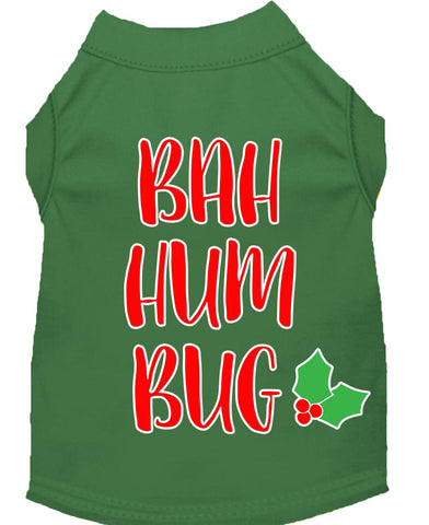 Bah Humbug Screen Print Dog Shirt Green Xl