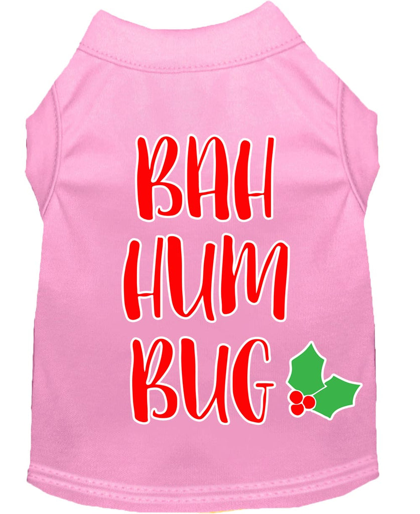 Bah Humbug Screen Print Dog Shirt Light Pink Xs