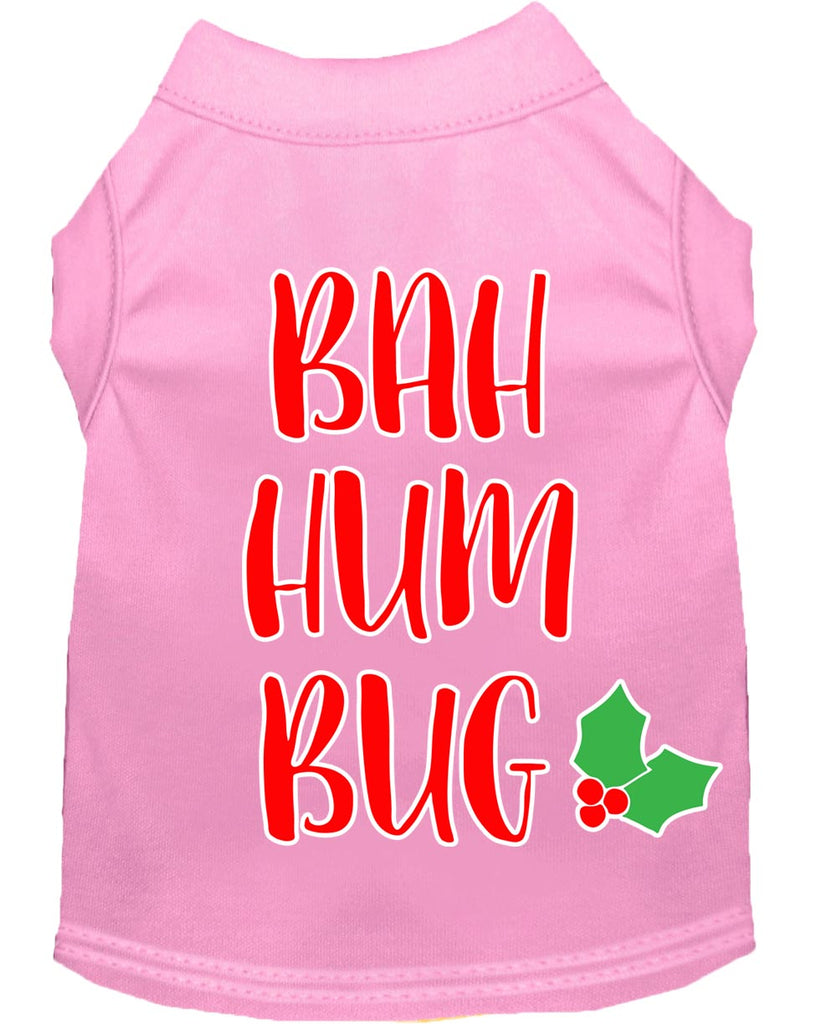 Bah Humbug Screen Print Dog Shirt Light Pink Xxxl