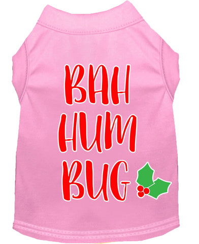 Bah Humbug Screen Print Dog Shirt Light Pink Xxxl