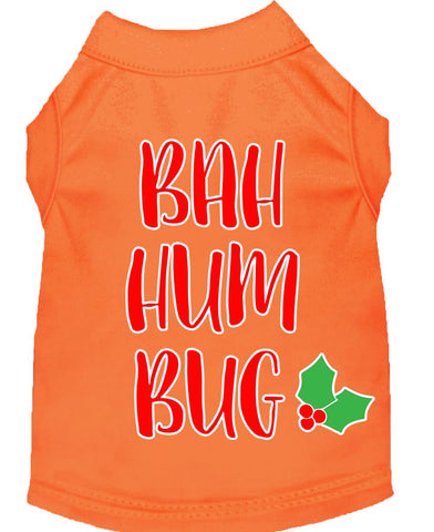 Bah Humbug Screen Print Dog Shirt Orange Lg