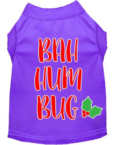 Bah Humbug Screen Print Dog Shirt Purple Xl