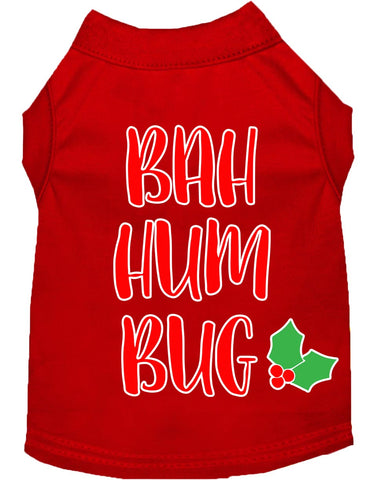 Bah Humbug Screen Print Dog Shirt Red Xs