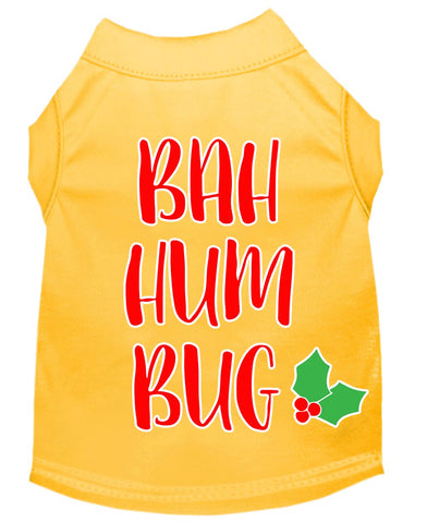 Bah Humbug Screen Print Dog Shirt Yellow Xs