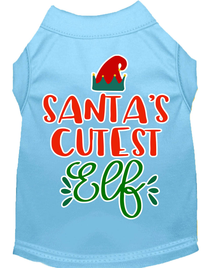 Santa's Cutest Elf Screen Print Dog Shirt Baby Blue Xl