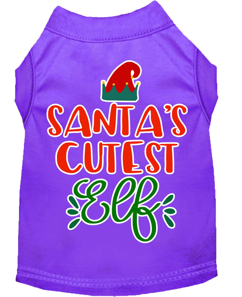 Santa's Cutest Elf Screen Print Dog Shirt Purple Xl