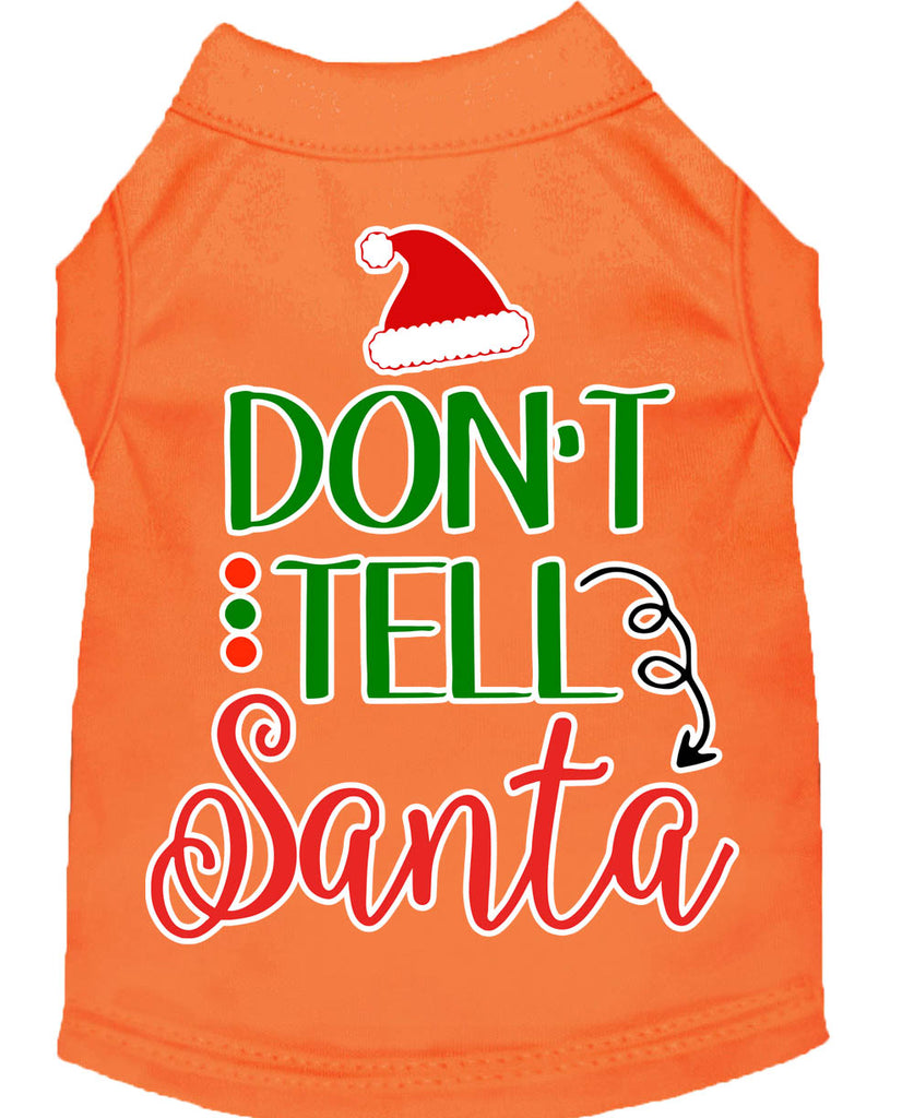 Don't Tell Santa Screen Print Dog Shirt Orange Xxl