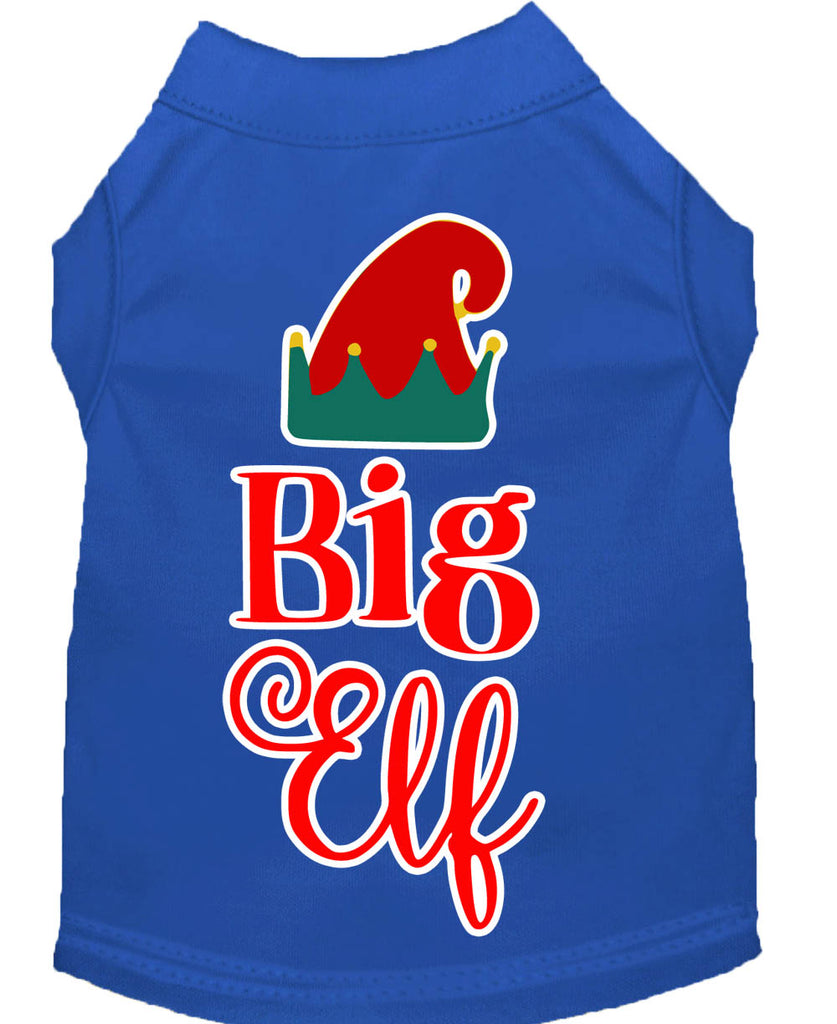 Big Elf Screen Print Dog Shirt Blue Lg