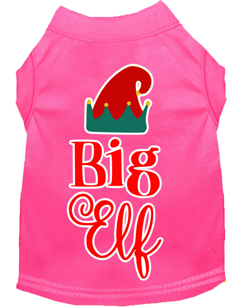 Big Elf Screen Print Dog Shirt Bright Pink Lg