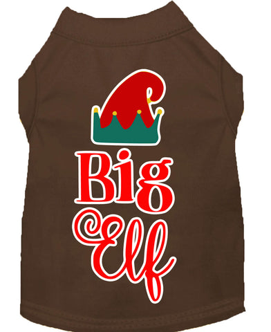 Big Elf Screen Print Dog Shirt Brown Lg