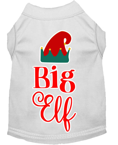 Big Elf Screen Print Dog Shirt White Lg