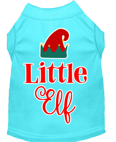 Little Elf Screen Print Dog Shirt Aqua Lg