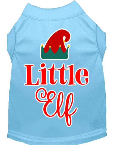 Little Elf Screen Print Dog Shirt Baby Blue Sm