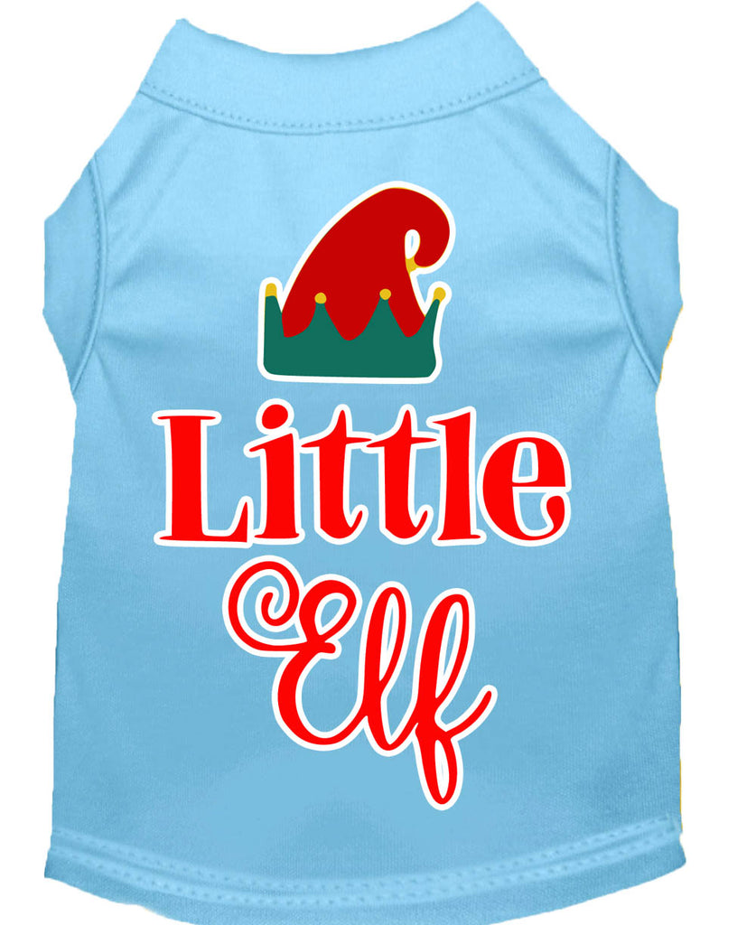 Little Elf Screen Print Dog Shirt Baby Blue Xs