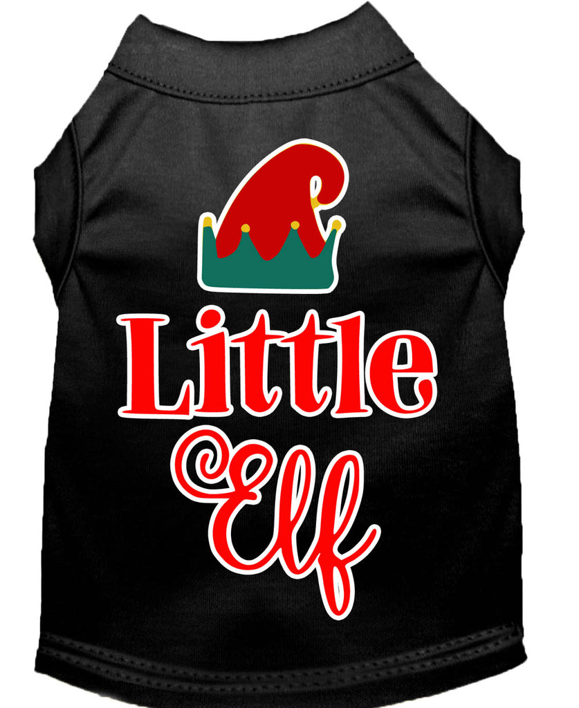 Little Elf Screen Print Dog Shirt Black Sm