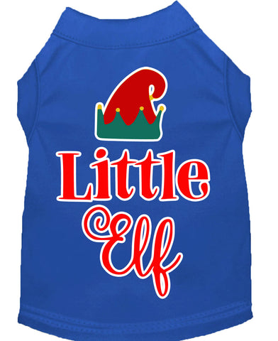 Little Elf Screen Print Dog Shirt Blue Lg