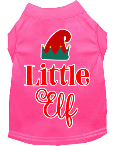 Little Elf Screen Print Dog Shirt Bright Pink Lg