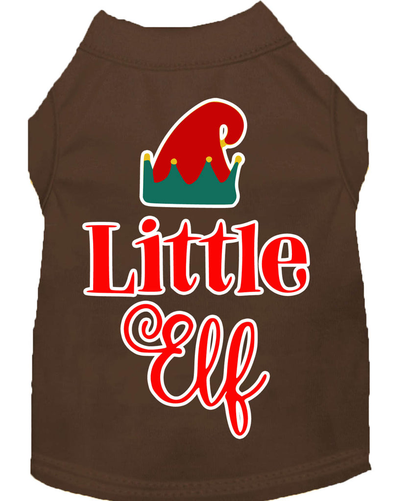 Little Elf Screen Print Dog Shirt Brown Sm